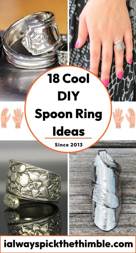 Diy Spoon Ring How To Make, Diy Silverware Jewelry How To Make, Silver Spoon Rings Diy How To Make, Spoon Jewelry Diy Bracelets, How To Make Jewelry Out Of Silverware, Making Spoon Jewelry, Silverware Rings Diy, Making Jewelry From Silverware, Spoon Ring Tutorial