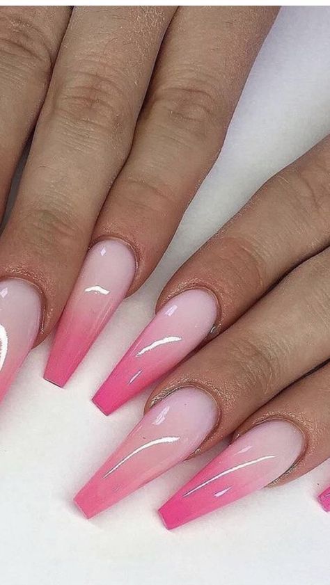 Pink Tip Ombre Nails, White And Pink Ombre Nails, White And Pink Ombre, Matte Pink Nails, Unghie Sfumate, Cute Pink Nails, Baby Pink Nails, Halloween Acrylic Nails, French Pink