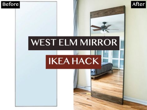 Hovet Mirror Ikea Living Room, Hovet Mirror Hack, West Elm Mirror, Mirrors Outside, Ikea Hovet Mirror, Large Full Length Mirror, Hovet Mirror, Full Length Mirror In Bedroom, Mirror Ikea