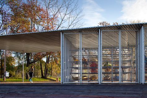 ARO Architecture Research Office, James Ewing · Kayak Pavilion at Long Dock Park · Divisare Art Display Panels, Canoe Storage, Architecture Research, Renovation Architecture, Types Of Architecture, Green Wall, Contemporary Architecture, Amazing Architecture, House Boat