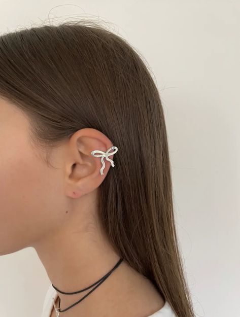 Aesthetic Earring, Earring Aesthetic, Bow Earring, Rosa Pink, My Favorite Things, Ear Cuff, Korean Fashion