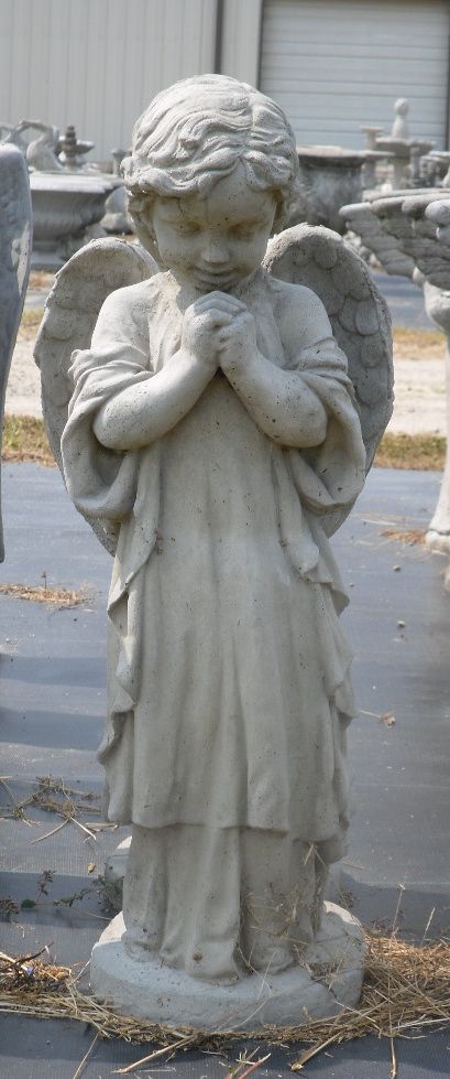 Angel Statues - The Cement Barn - Manufacturers of Quality Concrete Statues & Garden Center Concrete Lawn Ornaments, Garden Statues Diy, Yard Art Sculptures & Statues, Garden Statues Ideas Landscaping, Garden Angels Statues, Garden Statues Ideas, Garden Sculptures & Statues, Mexican Casa, Cemetary Angels Statues