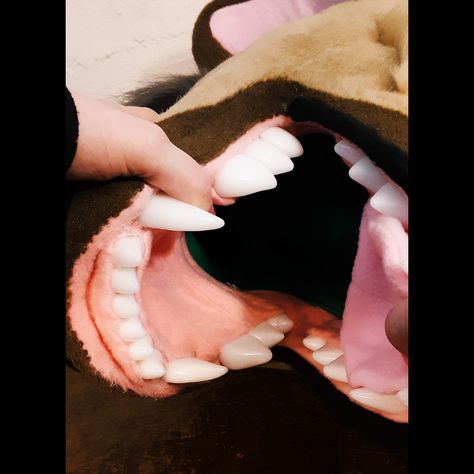 Realistic Wolf Fursuit, Fursuit Mouth, Horror Fursuit, Fursuit Teeth, Hyena Fursuit, Fursuit Making, Fursuit Ideas, Fursuit Tutorial, Fur Suit