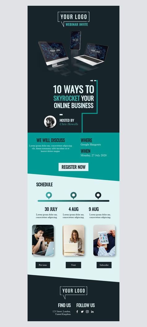 Webinar Email Design, Webinar Invitation, Professional Email Templates, Html Email Templates, Professional Email, Bee Free, Email Template Design, Google Hangouts, Html Email