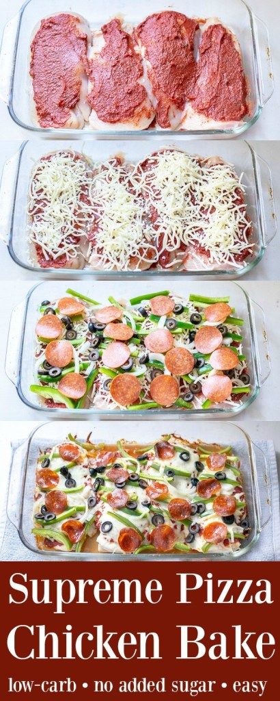 Pizza Chicken Bake, Chicken Bake Recipe, Pizza Chicken, Recipe Low Carb, Supreme Pizza, Low Carb Snack, Chicken Bake, Resep Diet, Low Carb Diet Recipes