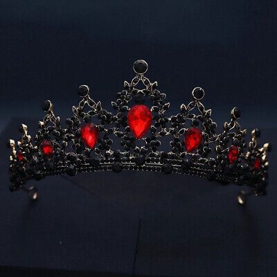 Red Wedding Crown, Red Black And Silver Quinceanera, Black And Red Gothic Wedding Theme, Sweet 16 Decorations Red And Black, Red And Black Sweet 16 Dresses, Red And Black Tiara, Black And Red Accessories, Red Black And Gold Wedding Theme, Goth Tiara