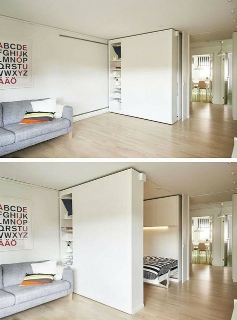 Ikea Small Spaces, Movable Walls, Sliding Wall, Decor Studio, Flexible Space, Tiny Spaces, Tiny Apartment, Design Del Prodotto, Home Upgrades