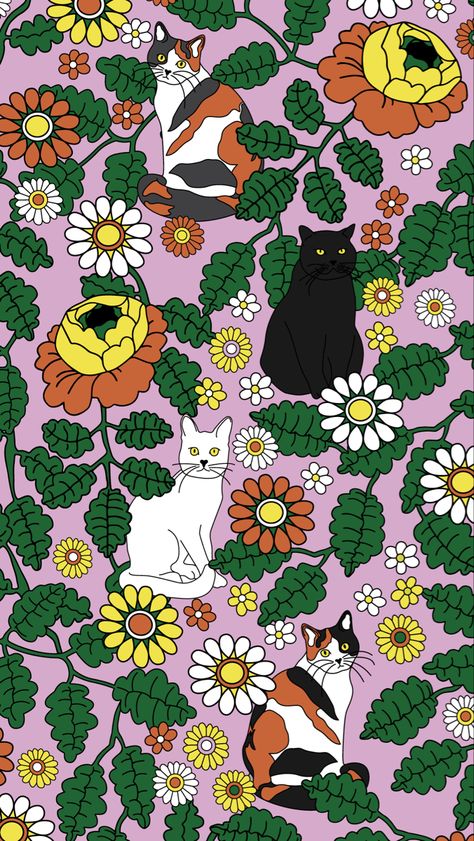 Baggu Wallpaper Iphone, Asthetic Pink Pictures, Fa Wallpaper, Baggu Wallpaper, Cat Phone Wallpaper, Cat Phone, Iphone Lockscreen, Floral Pattern Design, Textile Designer