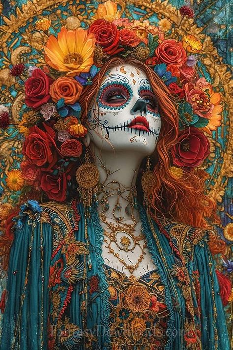 Dia de los Muertos (Day of the Dead) | Another beautiful find I want to share with everyone | Facebook Catrina Painting, Day Of The Dead Aesthetic, Dia De Los Muertos Tattoo Ideas, Skull Artwork Illustrations, Day Of The Dead Artwork, Day Of The Dead Skeleton, Day Of The Dead Girl, Dia De Los Muertos Decorations Ideas, Mexico Day Of The Dead