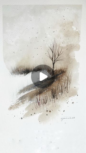 Love In Art Painting, Painting With Ink, Snowed In, Ink Painting Ideas, Watercolor Sketching, How To Paint Snow, Christmas Watercolour Painting, Watercolor Winter Landscape, Winter Art Painting