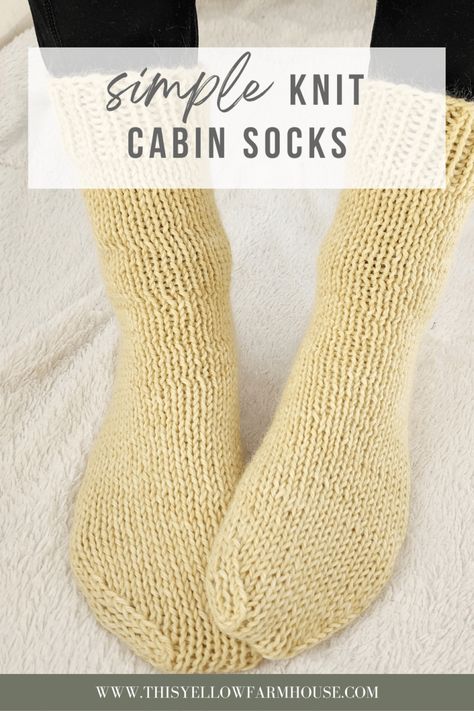 Two Needle Socks, Simple Cabin, Yellow Farmhouse, Knitted Socks Free Pattern, Socks Knitting Pattern, Socks Knitting, Cabin Socks, Crochet Shoes Pattern, Work Socks