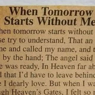 Healing Outloud on Instagram: "When tomorrow starts without me. #loveandloss" Tomorrow Is Not Promised Quotes, When Tomorrow Starts, Tomorrow Is Never Promised, Promise Quotes, Tomorrow Is Not Promised, Prayers For Healing, Without Me, Call Me, Healing