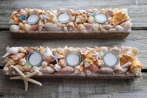 Seashell Candle Centerpiece, Beach Wedding Table Centerpieces, Sea Shell Wedding Decor, Seashell Centerpieces, Seashell Candle Holder, Shell Centerpieces, Shell Candle Holder, Beach Wedding Tables, Centerpiece For Table