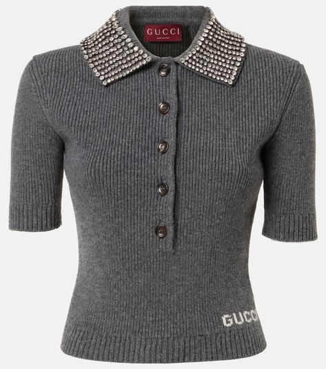 Vintage Designer Clothes, Law School Fashion, Gucci Polo Shirt, Corporate Girly, Rhinestone Sweatshirt, Gucci Shirts, Designer Headbands, Grey Polo Shirt, Gucci Outfits