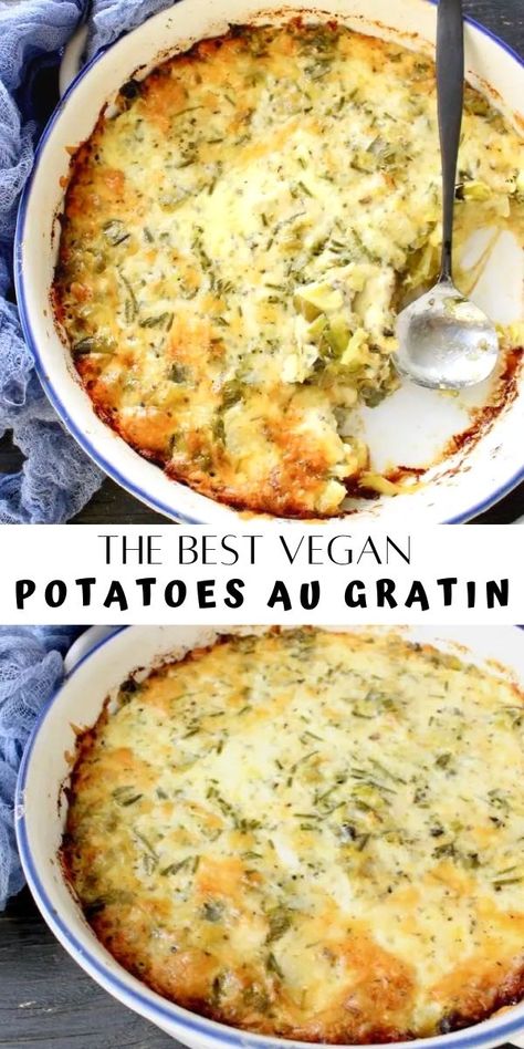 Recipe With Leeks, Potatoes Au Gratin Recipe, Vegan Potatoes, Veggie Society, Snacks Vegan, Au Gratin Potato Recipes, Au Gratin Recipes, Nutrition Sportive, Potatoes Au Gratin