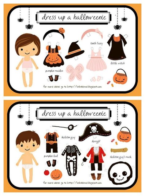 The cutest free printable Halloween paper dolls ever, via babal is me Halloween Paper Dolls, Moldes Halloween, Imprimibles Halloween, Free Printable Paper Dolls, Halloween Puzzles, Halloween Printables Free, Paper Dolls Printable, Theme Halloween, Monster Party