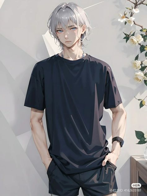 White Hair Anime Guy, Short White Hair, Lucky Blue Smith, Lucky Blue, Hair Pack, Hair Anime, Blonde Boys, Handsome Anime Guys, Handsome Anime