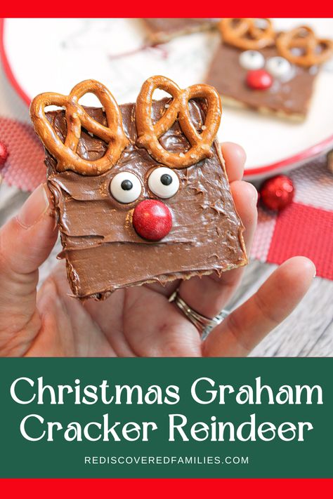 If you are looking for easy, fun Christmas treats for kids you’ll love these cute graham cracker reindeer snack! Our simple Christmas graham cracker reindeer are easy enough for the youngest child to make and perfect for classroom treats or holiday parties. Visit rediscoveredfamilies.com to download the printable recipe. Easy Christmas Snacks For Kids, Easy Christmas Treats For Kids, Christmas Snacks For Kids, How To Make Graham, Christmas Treats For Kids, Reindeer Snacks, Christmas Snacks Easy, Classroom Snacks, Easy Holiday Treats