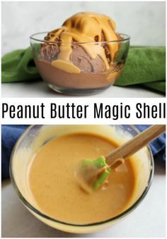 Take your ice cream to the next level with a drizzle of this 2 ingredient peanut butter magic shell. It is the perfect topping for your next sundae! Nut Desserts, Dipped Ice Cream Cones, Homemade Magic Shell, Frozen Things, Ice Cream Sauce, Nice Cream Recipe, Magic Shell, Keto Sauces, Peanut Butter Ice Cream