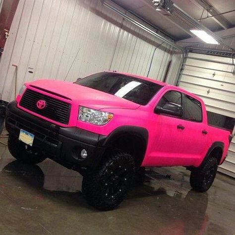 Usually I don't like pink trucks but for some reason I like this one but it needs some muddy girl camo around the bottom tho Truck Accessories Chevy, Pink Toyota, Pink Truck Accessories, Muddy Girl Camo, Pink Car Accessories, Muddy Girl, Future Trucks, Pink Truck, Jacked Up Trucks