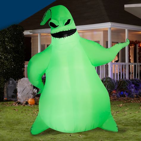 Gemmy Giant Halloween Inflatable Oogie Boogie, 10.5 ft Tall - Bed Bath & Beyond - 40460022 Oogie Boogie Decor, Nightmare Before Christmas Outdoor Decor, Boogie Man, Role Play Costume, Pumpkin King, Halloween Inflatables, People Talking, Halloween Store, Christmas Green