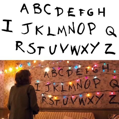 Stranger Things Alphabet Wall Diy, Stranger Things Abc Wall, Stranger Things Letters, Stranger Things Room Ideas, Stranger Things Room Decor, Stranger Things Diy, Stranger Things Alphabet Wall, Stranger Things Font, Letters Wallpaper