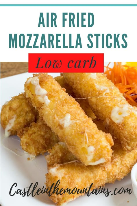 Carbless Meals, Air Fryer Mozzarella Sticks, Fried Mozzarella Sticks, Air Fryer Mozzarella, Low Carb Air Fryer, Air Fryer Recipes Keto, Air Fryer Recipes Low Carb, Fried Mozzarella, Meals Vegetarian