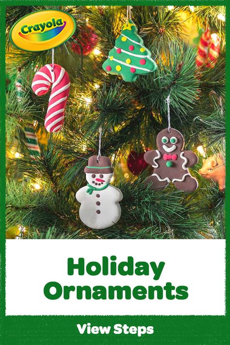 Celebrate the season with Model Magic DIY ornaments that are fun to make and an easy holiday craft for the whole family to create! Crayola Model Magic Ornaments, Crayola Clay Ornaments, Model Magic Ideas Easy, Model Magic Christmas Crafts, Modeling Clay Christmas Ornaments, Kindergarten Model Magic Projects, Model Magic Clay Ideas Christmas, Model Magic Clay Ideas For Kids, Model Magic Christmas Ornaments