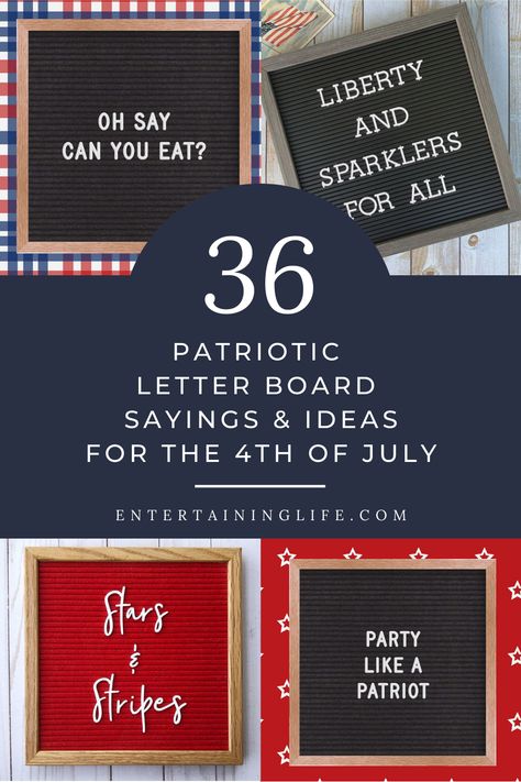 Get inspiration for your letter board for the 4th of July or Memorial day! Here are 36 fresh and festive ideas in 6 categories, including: Patriotic, Food & Drink, Party, Fireworks & Sparklers, Religious, Movie Quotes & more! Funny Memorial Day Quotes, Memorial Day Funny Quotes, 4th Of July Felt Board Quotes, America Quotes Funny, 4th Of July Letter Board Quotes, Memorial Day Letter Board Quotes, July Message Board Quotes, Funny Patriotic Quotes, Fourth Of July Board Ideas