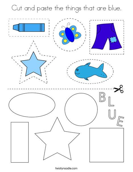 Cut and paste the things that are blue Coloring Page - Twisty Noodle Blue Crafts Preschool, Color Blue Crafts For Toddlers, Blue Worksheet, Color Blue Activities, Preschool Color Activities, Colors For Toddlers, Shape Activities Preschool, Twisty Noodle, Preschool Colors