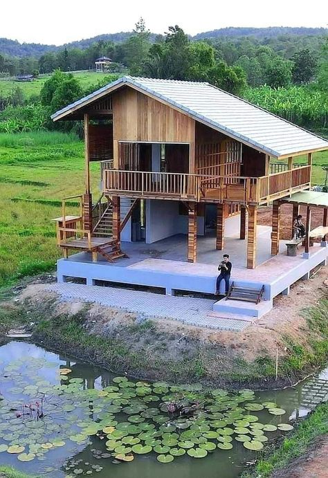 Elevated House, Farm Style House, Philippine Houses, Hut House, Bamboo House Design, Pole Barn House Plans, House On Stilts, Tree House Designs, House Design Pictures