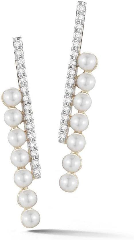 Amazon.com: Mateo New York, 14kt Gold Diamond and Pearl ByPass Earrings : Clothing, Shoes & Jewelry Luxury Accessories Woman, High End Handbags, Luxury Women Fashion, Rings Bracelets, Freshwater Cultured Pearls, Accessories Bags, Luxury Store, 14kt Gold, Cultured Pearls