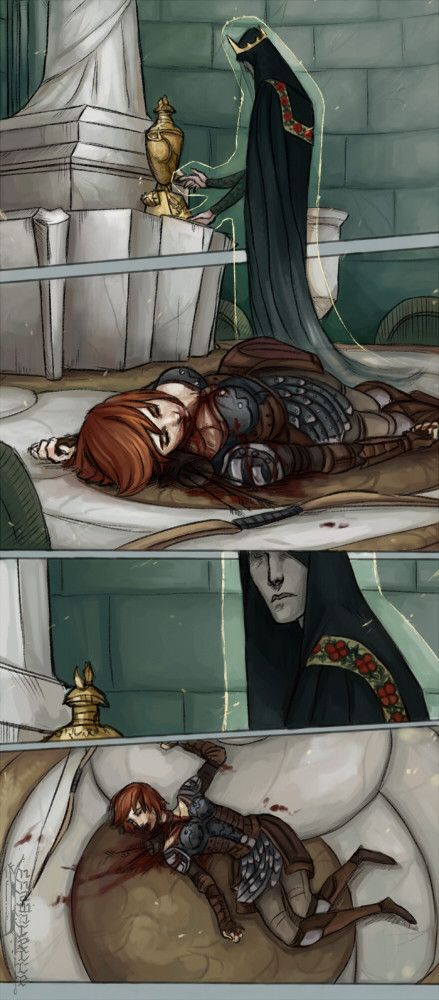 A little comic about how Leliana survived, if a grey warden defiled the Urn of Sacred Ashes. Dragon Age Grey Warden Art, Grey Warden Art, Dragon Age Origins Art, Warden X Leliana, Grey Warden Mage, Dragon Age Leliana, Leliana Dragon Age, Dragon Age Grey Warden, Skyrim Fanart