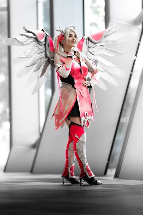 Pink Mercy from Overwatch Mercy Cosplay, Pink Mercy, Overwatch Mercy, Best Cosplay Ever, Top Cosplay, Overwatch Cosplay, Mercy Overwatch, Video Game Cosplay, Cyberpunk Girl