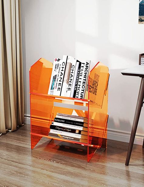 Amazon.com: solaround Acrylic Bookcase Desktop Bookshelf Desk Storage Organizer Acrylic Display Shelf Rack (Orange, 2 Tier-L) : Office Products Acrylic Bookcase, Acrylic Bookshelf, Tree Bookcase, Red Desk, Houston Houses, Desktop Bookshelf, Room Vibes, Bookshelf Organization, Acrylic Furniture