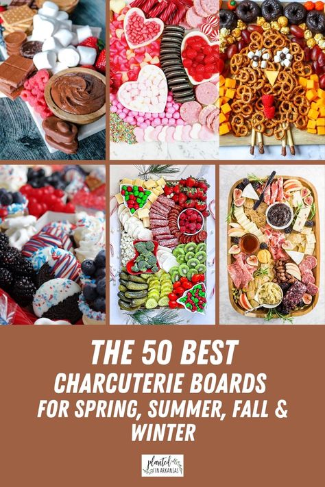 If you are a pro grazing platter person or needing help for a charcuterie board for beginners, this charcuterie board inspiration post is for you! We have ideas for a charcuterie table potluck, winter charcuterie boards (Christmas charcuterie ideas, New Year's charcuterie board, spring charcuterie, Valentine's charcuterie boards, summer charcuterie boards - such as July 4th charcuterie, and fall charcuterie boards (Halloween charcuterie; Thanksgiving charcuterie). *Affiliate links in post.* Types Of Charcuterie Board Ideas, Different Kinds Of Charcuterie Boards, Charcuterie Potluck Party, Charcuterie Board Party Invitation, Winter Themed Charcuterie Board, Charcuterie Board Spring, Charcuterie Foods, Charcuterie Boards Christmas, Charcuterie Thanksgiving