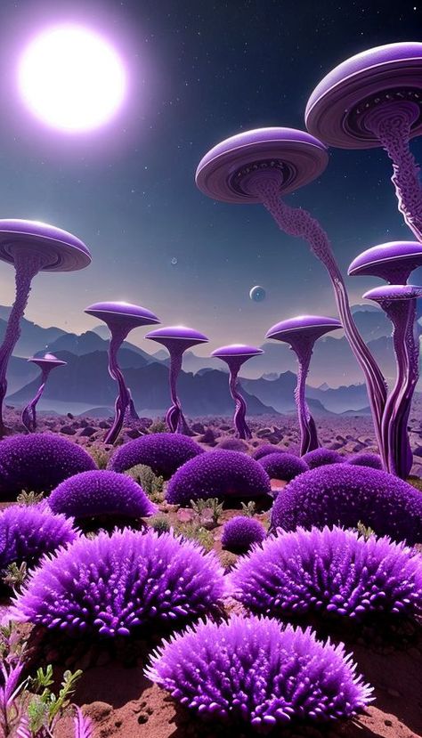 Dojo Ideas, Purple Alien, Aliens History, Kemetic Spirituality, Rockabilly Art, Alien Plants, Planetary System, Planets Wallpaper, Alien Planet