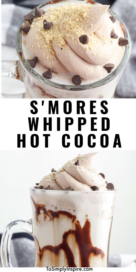 Fun Hot Cocoa Ideas, Coffee Marshmallow Recipe, Hot Cocoa Flavor Ideas, Whipped Drink Recipe, S’mores Hot Cocoa, Whipped Cream Snacks, Things To Add To Hot Chocolate, Hot Cocoa Popsicles, Hot Chocolate Float