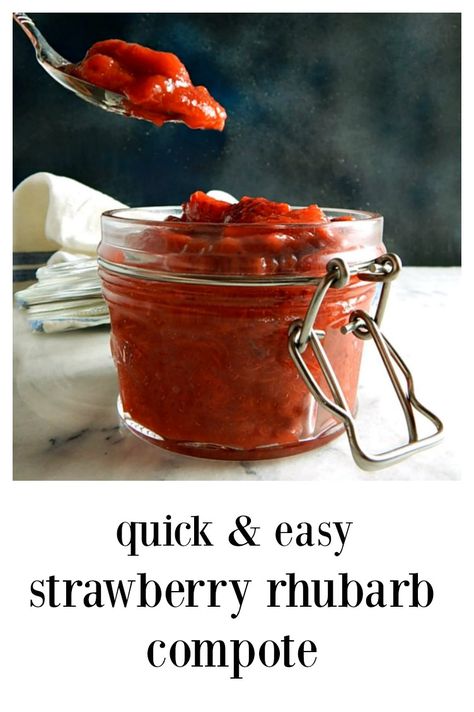 Strawberry Rhubarb Compote Recipe, Rhubarb Strawberry Sauce Recipes, Strawberry Rhubarb Sauce Recipe, Rhubarb Compote Recipe, British Dessert Recipes, Fruit Explosion, Strawberry Rhubarb Sauce, Strawberry Rhubarb Compote, Rhubarb Chutney