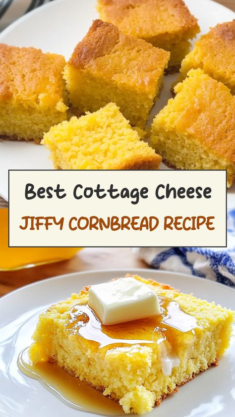 Discover the perfect combination of savory and sweet with this delicious cottage cheese Jiffy cornbread recipe. The creamy cottage cheese adds a rich texture to the classic cornbread, making it a flavorful twist on a beloved dish. Whether you're looking for a comforting side dish for your next family dinner or a tasty treat to enjoy with your morning coffee, this recipe is sure to become a new favorite in your kitchen.

Ingredients
2 packages of jiffy corn muffin mix
4 beaten eggs
3/4 cup melted Healthy Jiffy Cornbread Recipes, Cottage Cheese Cornbread, Classic Cornbread, Jiffy Recipes, Low Calorie Pancakes, Jiffy Cornbread Recipes, Jiffy Corn Muffins, Corn Muffin, Jiffy Mix