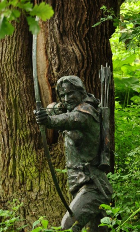 Archer in the forest Statue In Forest, Nottingham Castle, Sherwood Forest, Film Inspiration, Walk In The Woods, Nottingham, Fantasy Art Landscapes, Wales England, Robin Hood