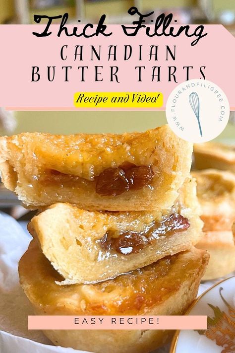 There is a stack of butter tarts cut in half to show the inside filling. Butter Tart Filling Recipe, Buttertarts Recipe Canada, Butter Tarts Recipe Easy, Canadian Butter Tarts Recipe, Butter Tarts Filling Recipe, Butter Tart Filling, Butter Tart Recipe, Butter Tarts Recipe, Butter Tart Squares