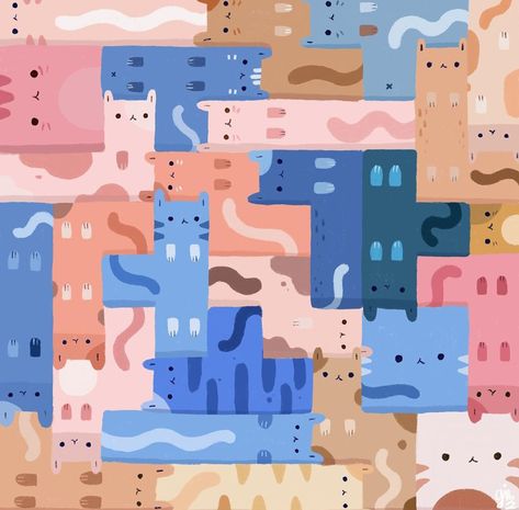 Tetris Illustration, Tetris Aesthetic, Tetris Wallpaper, Tetris Art, Tetris Design, Tetris Game, Cat Doodle, Art Folder, Indian Art Paintings