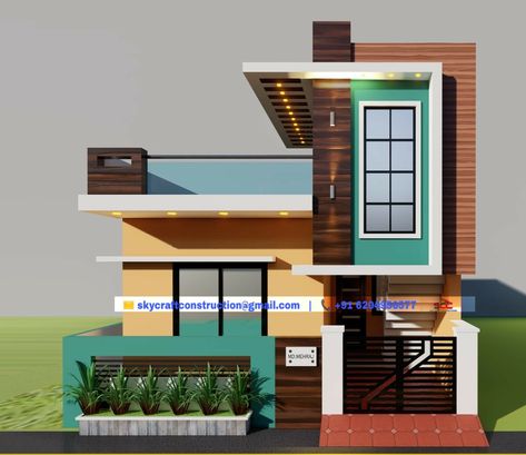 3d front elevation 22 × 31 3d Front Elevation, Stucco Texture, 3d Elevation, Minimal House, House Balcony, Small House Front Design, House Balcony Design, Residential Building Design, Minimal House Design