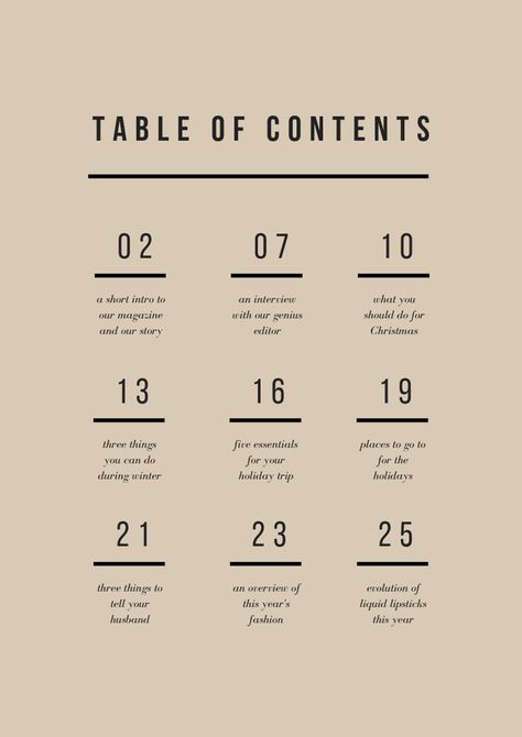 Table Of Contents Graphic Design, Cute Table Of Contents, Book Content Design, Table Of Contents Ideas, Table Of Content Design, Table Of Contents Layout, Table Of Contents Design Layout, Style Content Ideas, Book Design Graphique