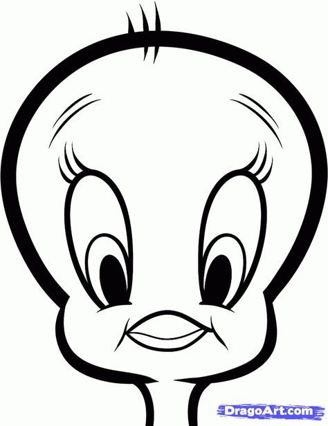 $ Tweety Bird Stencil, Bugs Bunny Drawing, Easy Step By Step Drawing, Easy Disney Drawings, Simple Drawings, Draw Easy, Easy Cartoon Drawings, Looney Tunes Cartoons, Bunny Drawing