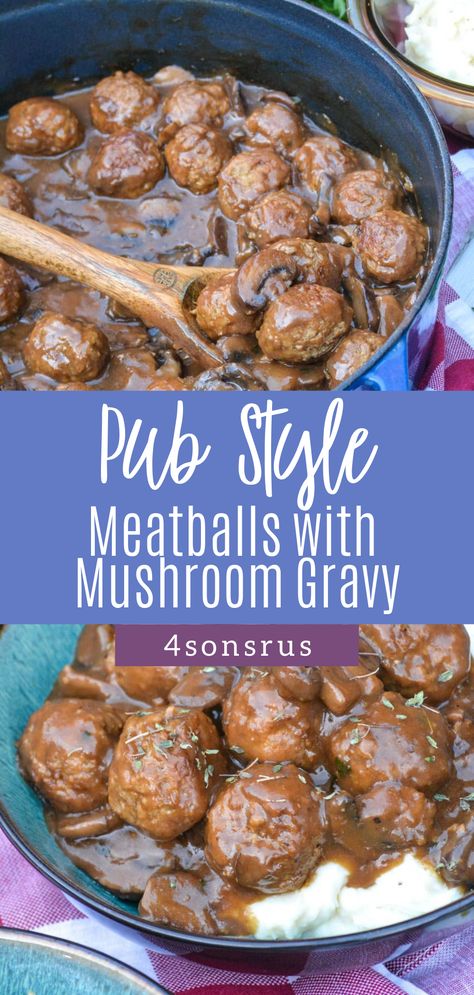 Meatballs With Brown Gravy Recipes, Mushroom Gravy Meatballs, Frozen Meatball And Gravy Recipes, Frozen Meatballs And Gravy Easy, Hamburger Meatball Recipes, Ways To Use Frozen Meatballs, Frozen Meatballs Dinner Ideas Easy, Frozen Meatballs And Gravy, Meatballs And Mushroom Gravy