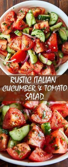 So delicious, so addictive, this Cucumber and Tomato Salad will make you prepare it again and again. | ifoodblogger.com Salad Wreath, Wreath Salad, Types Of Salads, Cucumber And Tomato Salad, Cucumber And Tomato, Tomato Salad Recipes, Recipe Salad, Resep Salad, Cucumber Tomato Salad