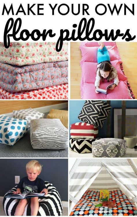 Make your own floor pillows Floor Pillows Diy, Giant Floor Pillows, Black Decorative Pillows, Sofas Vintage, Diy Lounge, Creative Flooring, Pillow Projects, Pillow Inspiration, Beginner Sewing Projects Easy