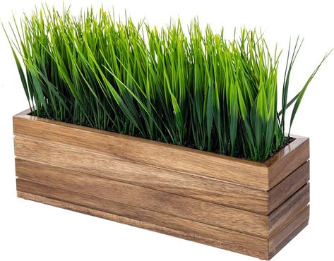 Amazon.com: MyGift 14 Inch Artificial Green Grass Plant in Solid Acacia Wood Planter Window Box, Faux Greenery in Decorative Rectangular Crate Style Wooden Container : Home & Kitchen Planter Window, Wooden Container, Faux Grass, Wood Planter, Rectangular Planters, Wood Planter Box, Pallet Designs, Window Planter Boxes, Wood Planters